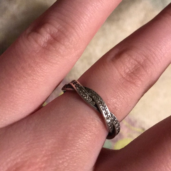 Pandora Jewelry - Silver Pandora Twist of Fate Stackable Ring CZ